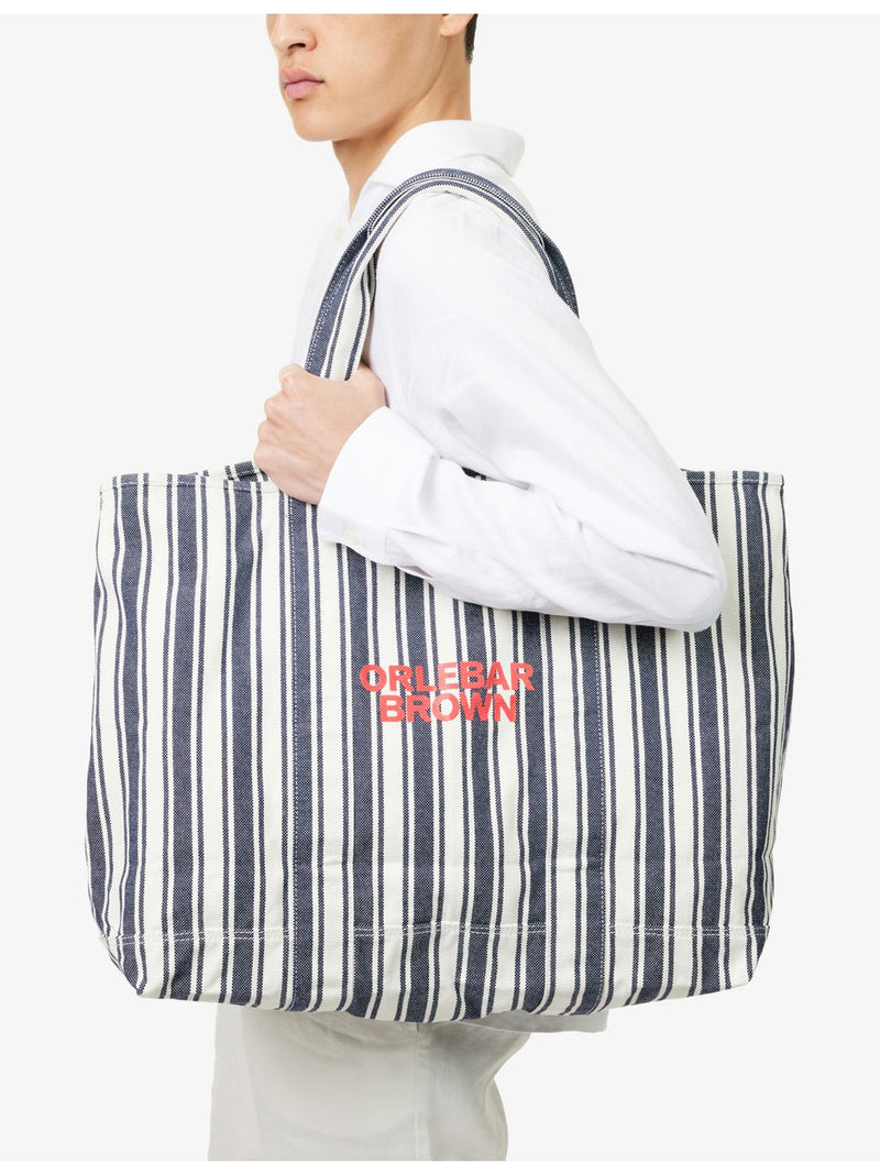 Orlebar Brown striped cotton-canvas tote bag 56cm wide (British brand)