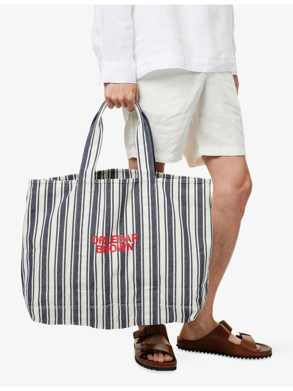 Orlebar Brown striped cotton-canvas tote bag 56cm wide (British brand)