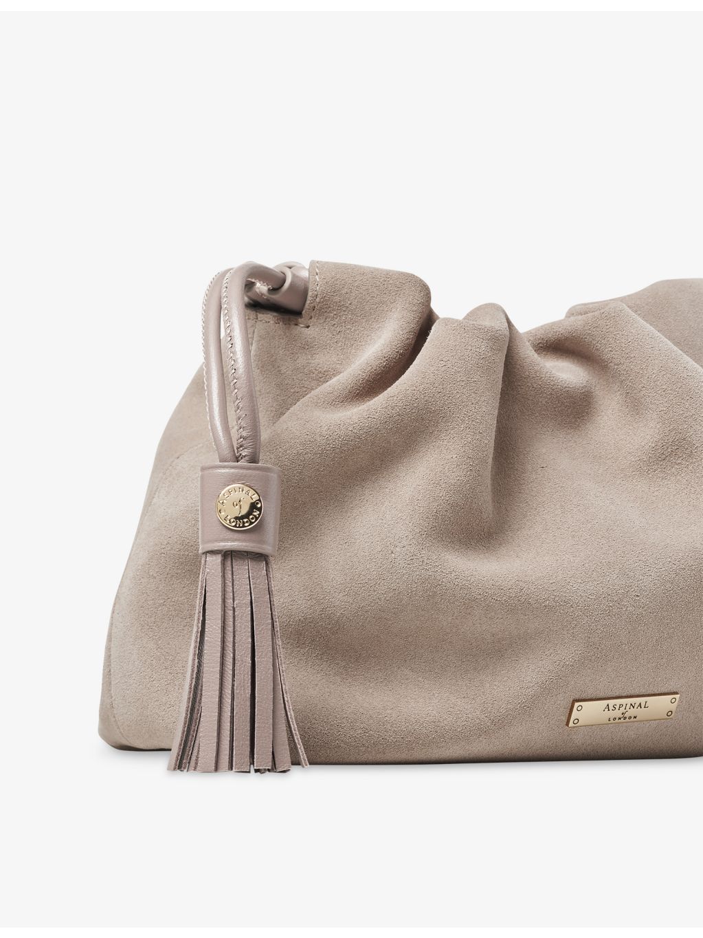 Aspinal of London Soho large suede cross-body pouch, imported from the UK