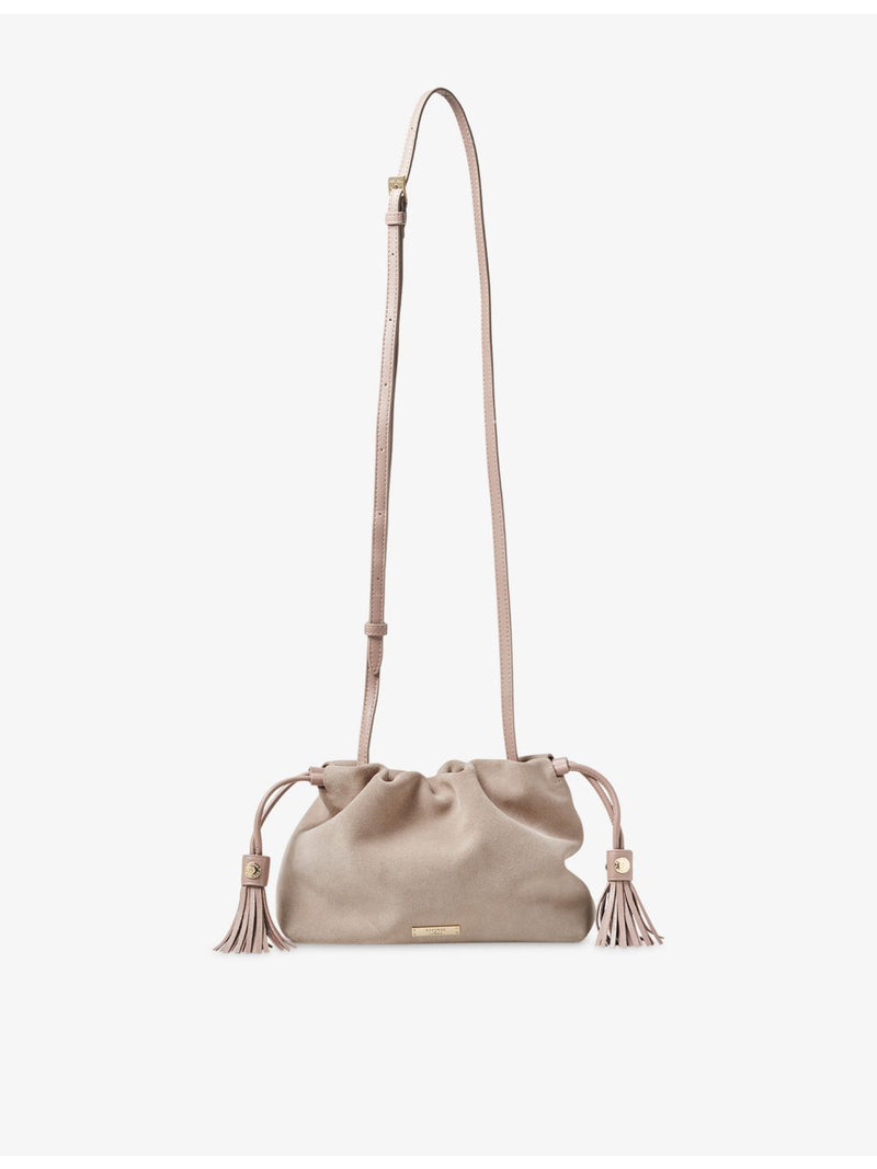 Aspinal of London Soho large suede cross-body pouch, imported from the UK
