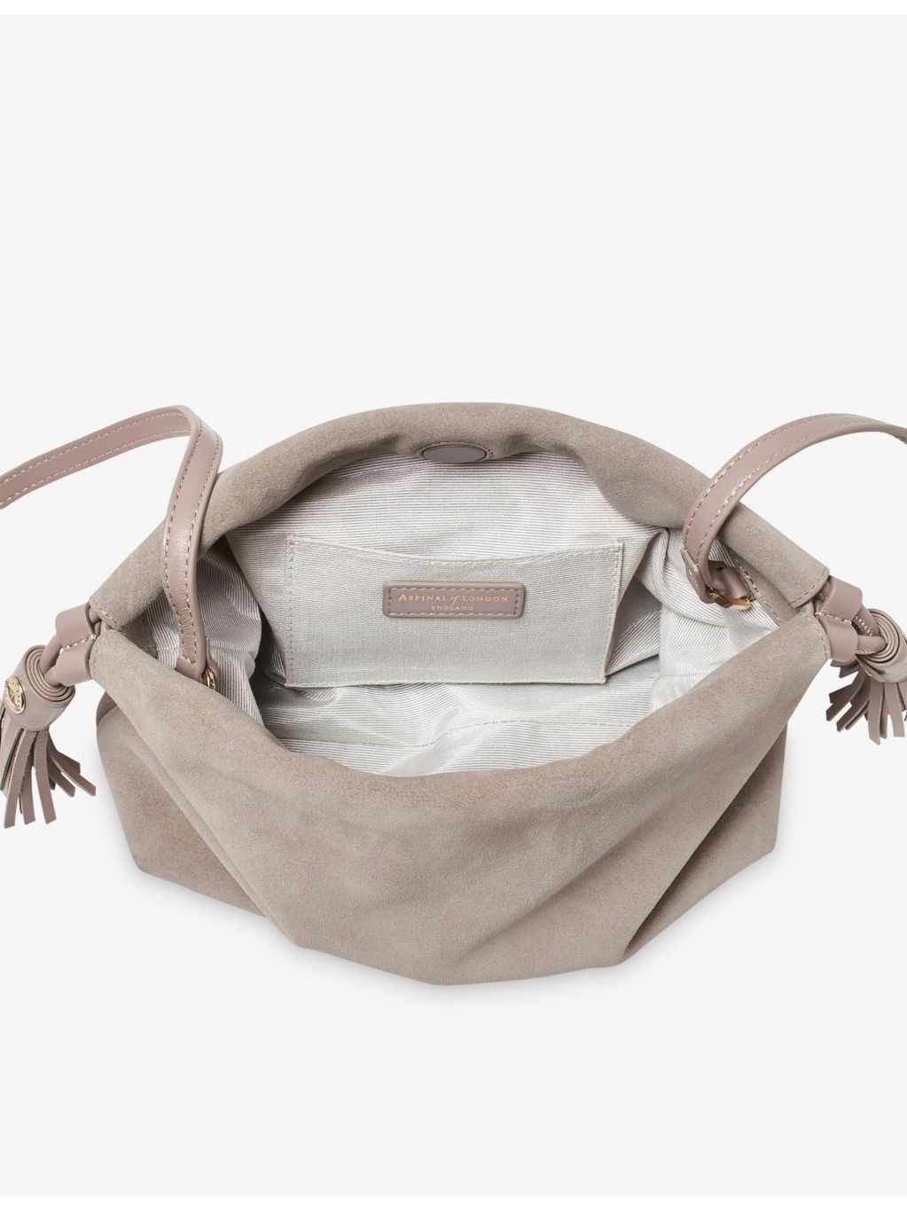 Aspinal of London Soho large suede cross-body pouch, imported from the UK