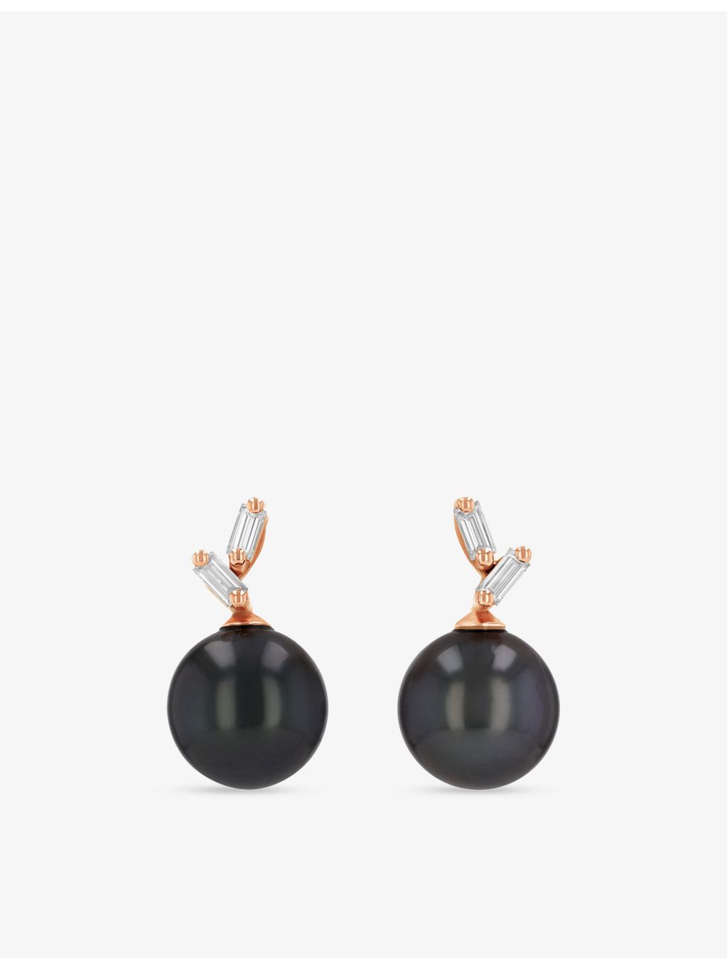 Suzanne Kalan 18ct rose gold earrings with pearl and diamonds, UK version