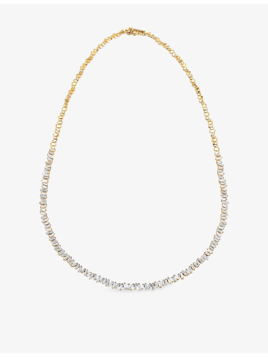 Suzanne Kalan 18ct gold diamond tennis necklace 5.15ct baguette (British brand)