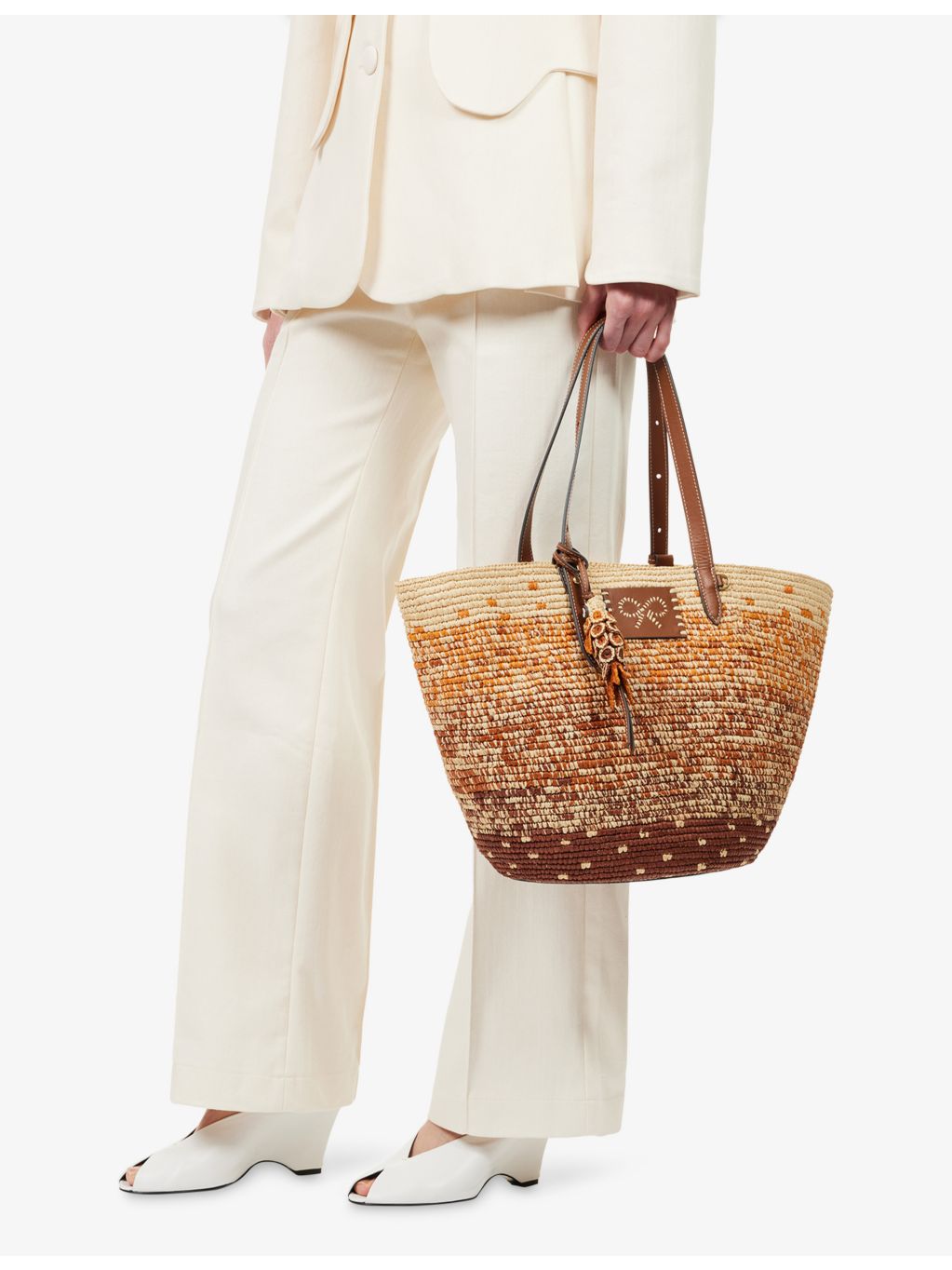 Anya Hindmarch large round raffia basket bag, UK version
