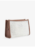 Anya Hindmarch raffia pochette with leather trim, 21cm height - British product
