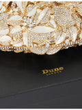 Dune crystal-embellished metal clutch bag, imported from the UK