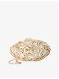 Dune crystal-embellished metal clutch bag, imported from the UK
