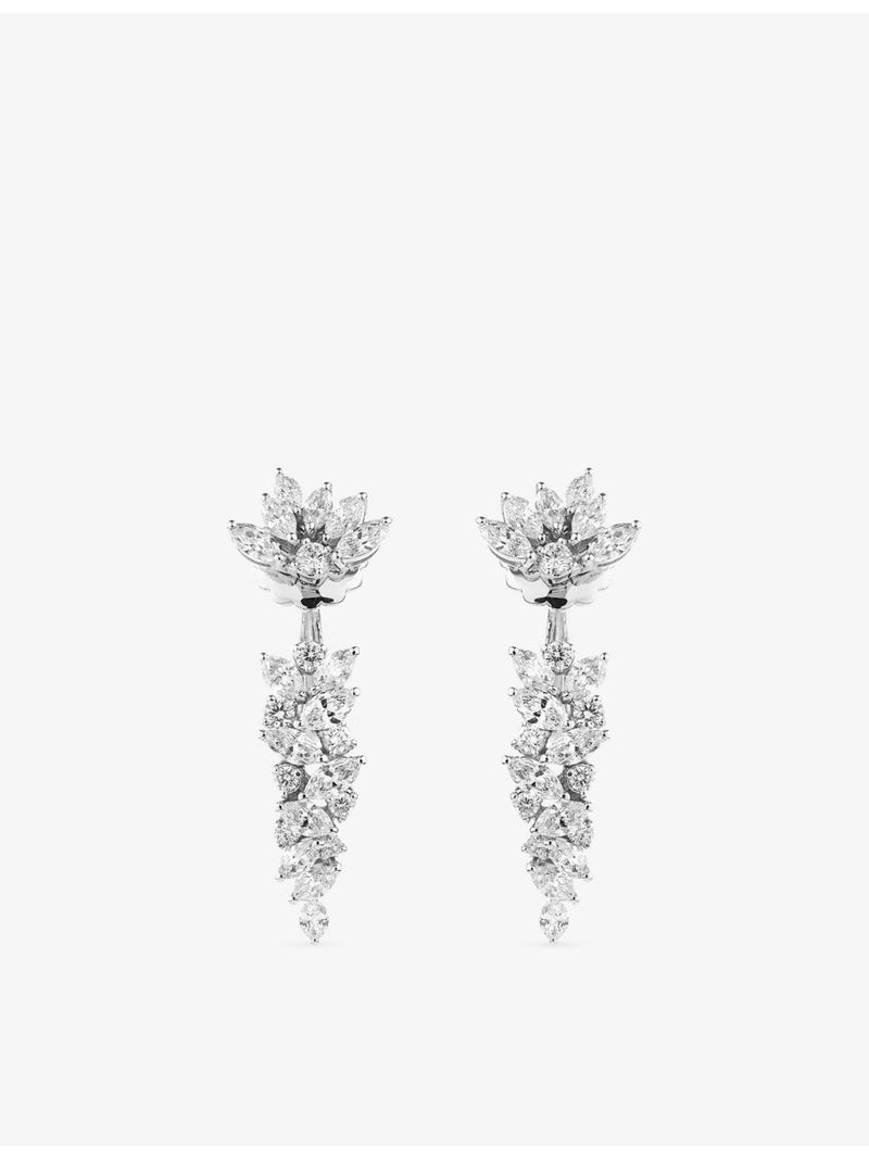 Y-Not 18ct gold flower diamond drop earrings 3.46ct, UK version