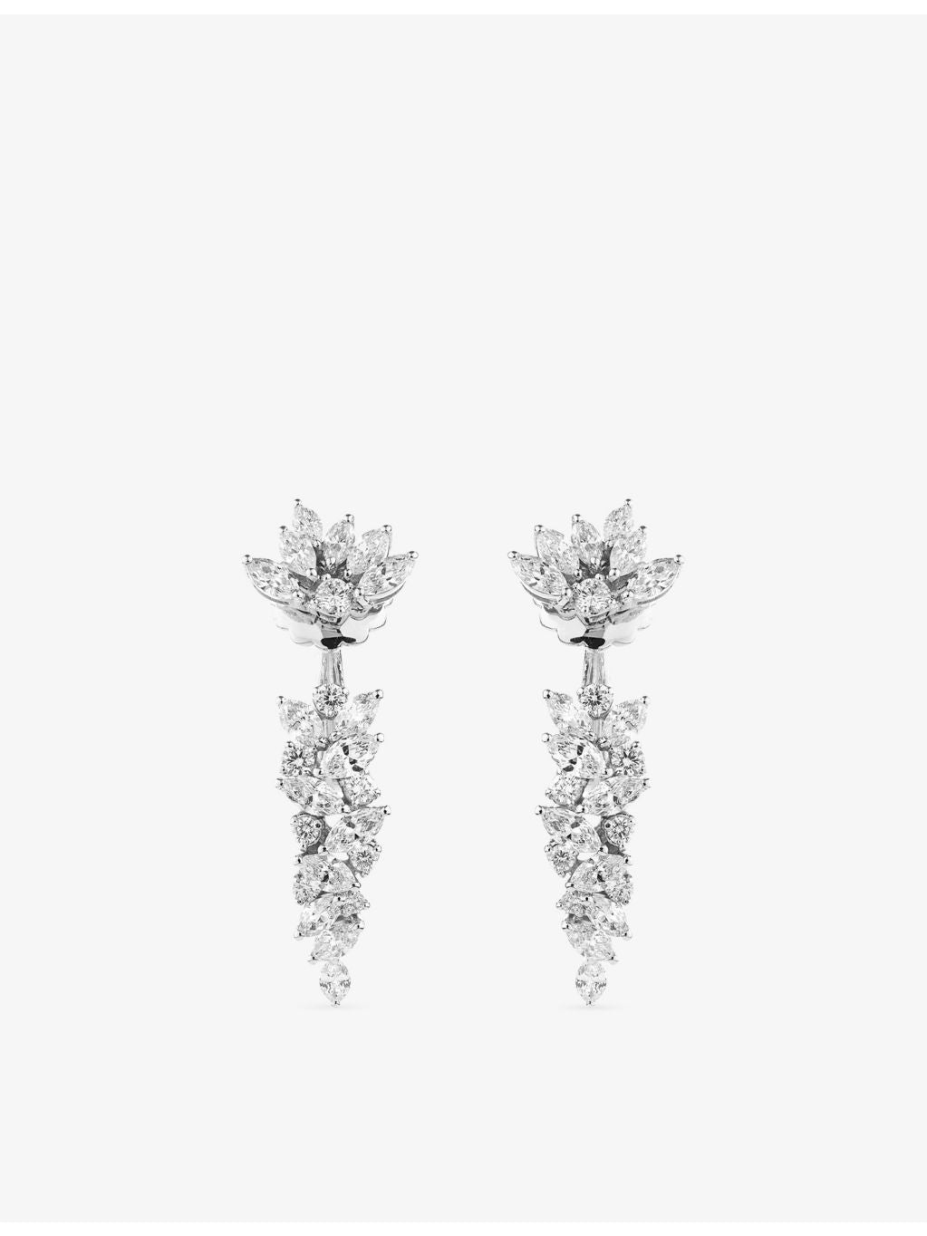 Y-Not 18ct gold flower diamond drop earrings 3.46ct, UK version