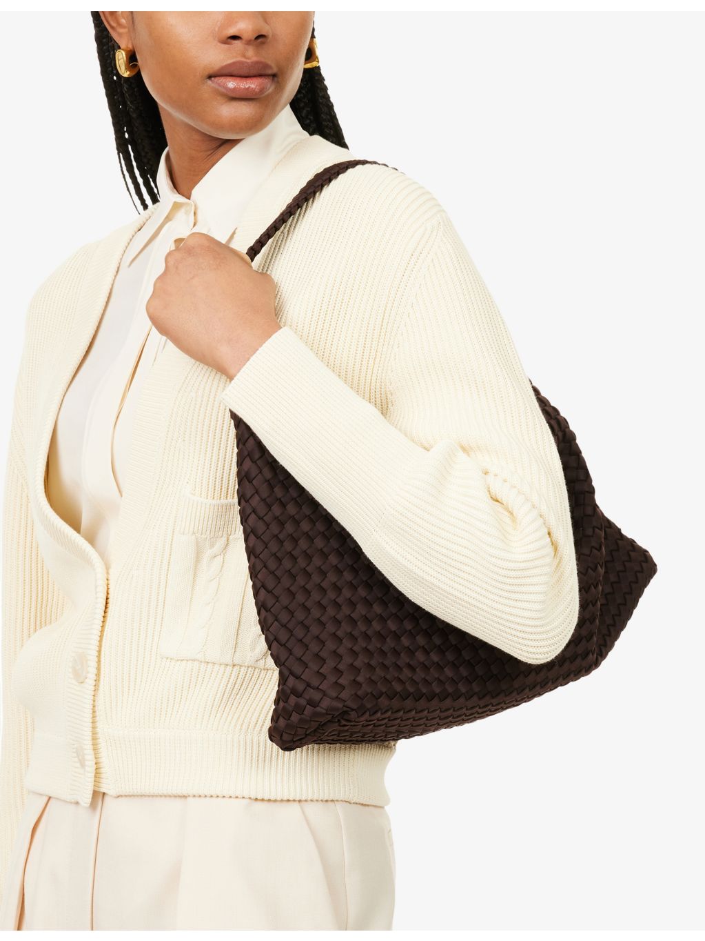 NAGHEDI halfmoon woven shoulder bag medium - British product