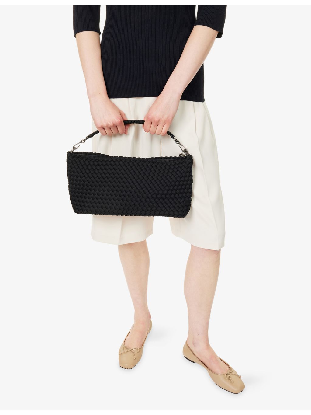 NAGHEDI halfmoon small woven shoulder bag, imported from the UK