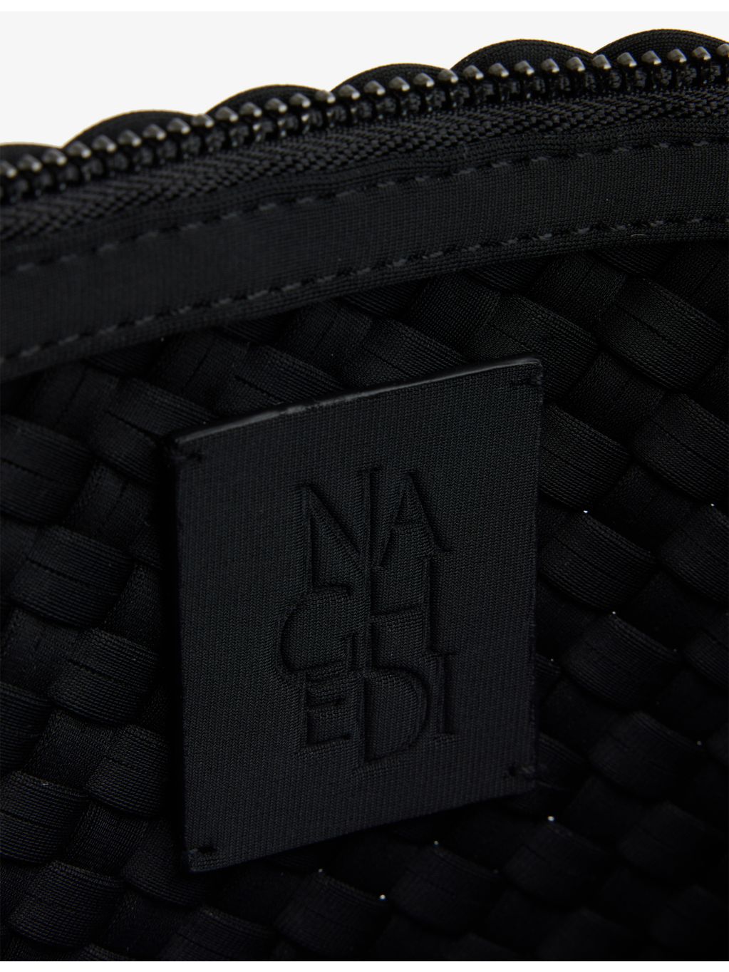 NAGHEDI halfmoon small woven shoulder bag, imported from the UK