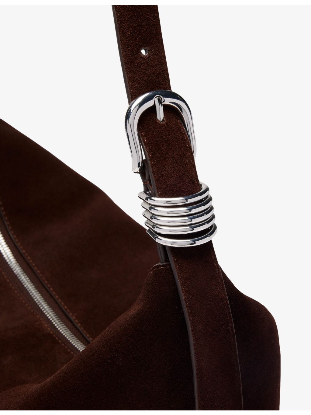 Whistles curved suede shoulder bag, imported from the UK