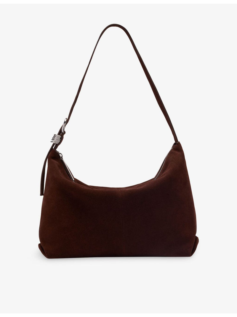 Whistles curved suede shoulder bag, imported from the UK