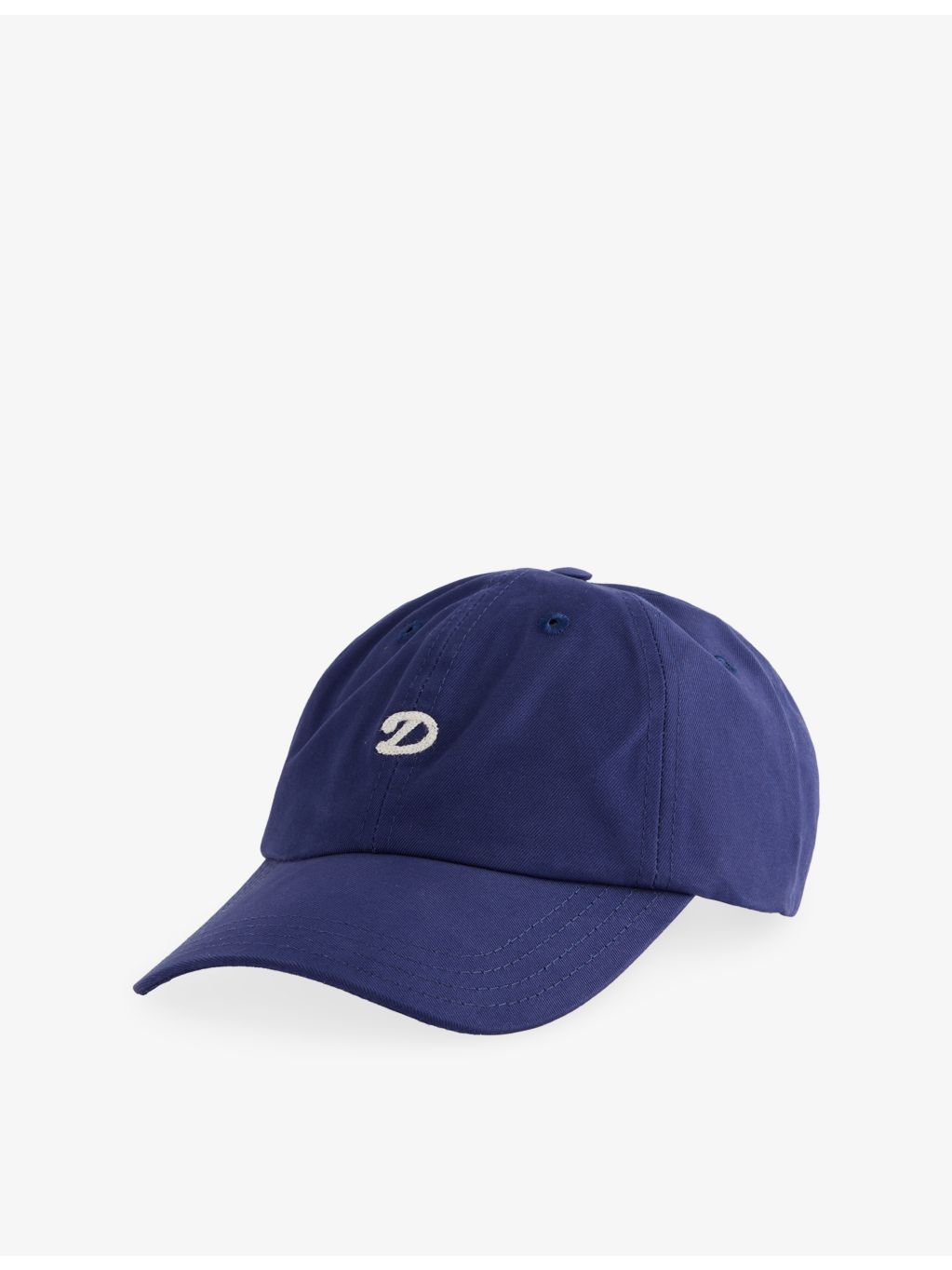 Drake's cotton cap with chainstitched D logo, imported from the UK