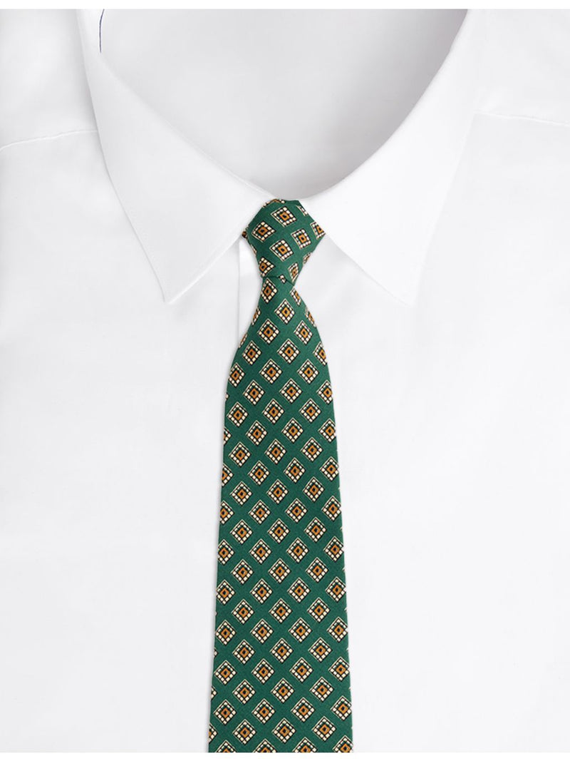 Drake's Tile Medal Habotai silk tie - British product