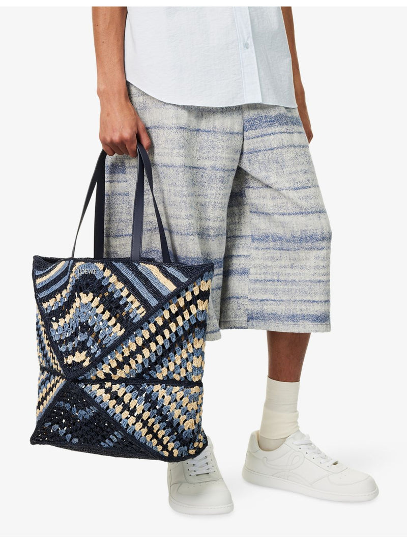 Loewe Puzzle Fold extra-large raffia shoulder bag - British product