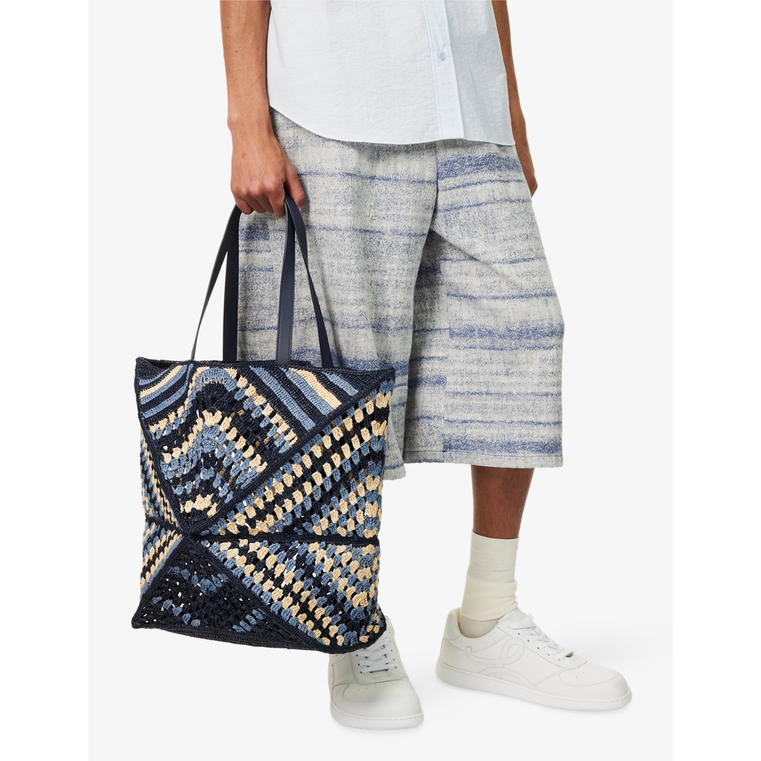 Loewe Puzzle Fold extra-large raffia shoulder bag - British product