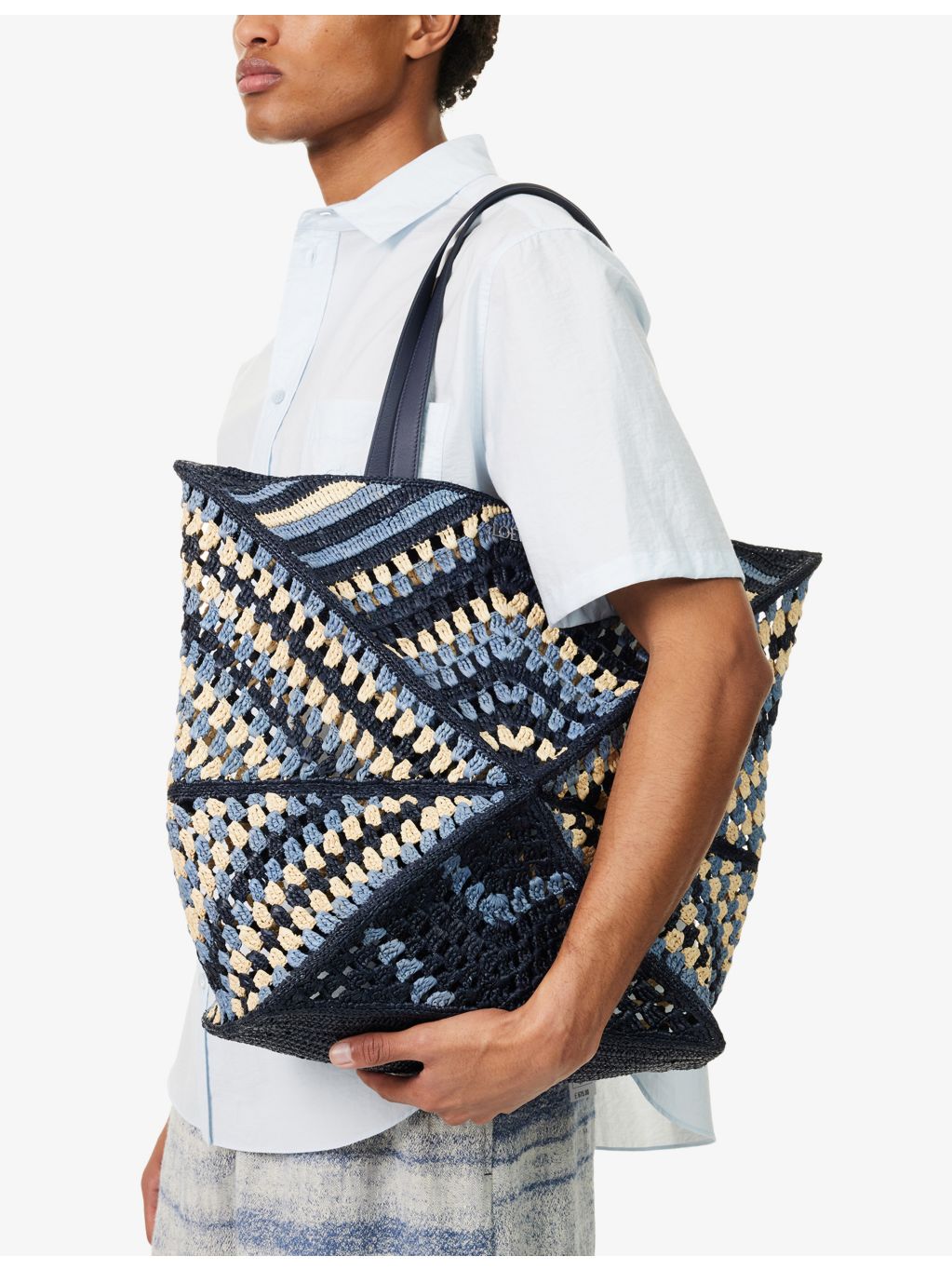 Loewe Puzzle Fold extra-large raffia shoulder bag - British product