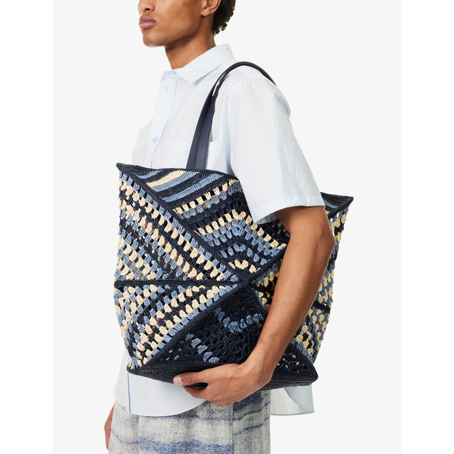 Loewe Puzzle Fold extra-large raffia shoulder bag - British product