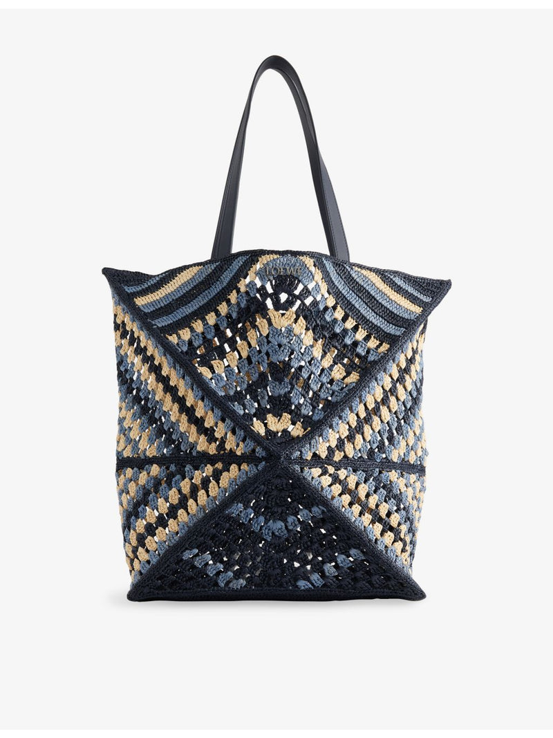 Loewe Puzzle Fold extra-large raffia shoulder bag - British product