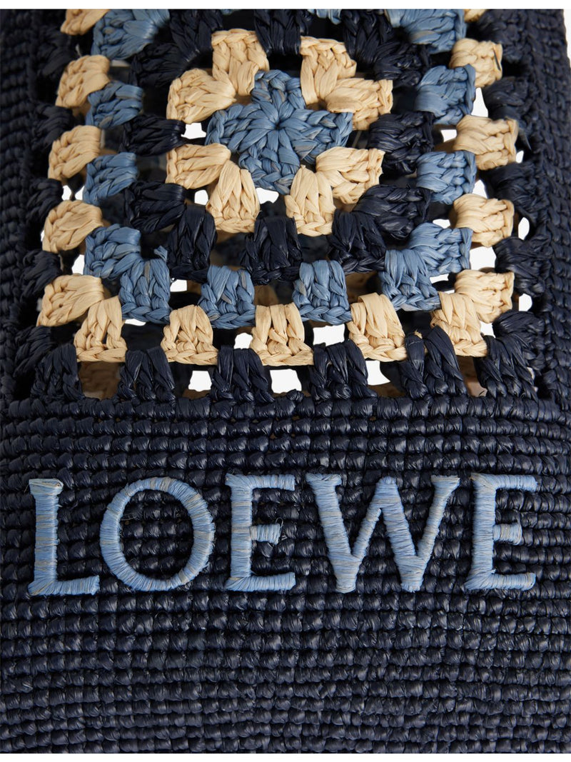 Loewe embroidered raffia pouch bag 21cm - British product