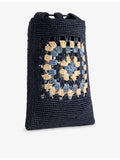 Loewe embroidered raffia pouch bag 21cm - British product