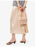 STAUD beaded handbag with floral print and glass beads - British product