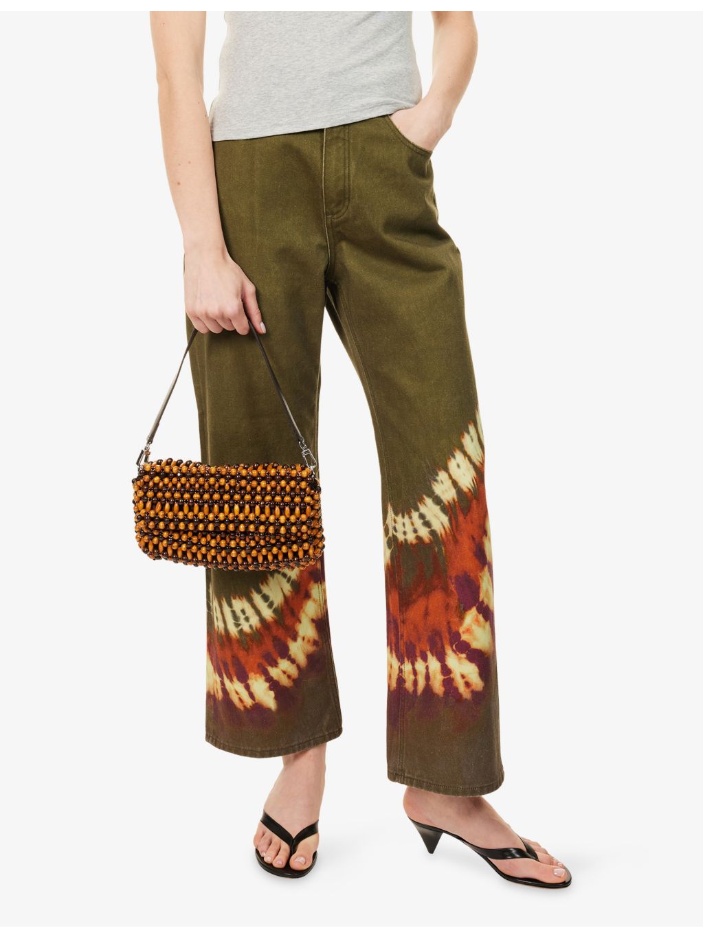 STAUD Timmy beaded shoulder bag 28cm (British brand)