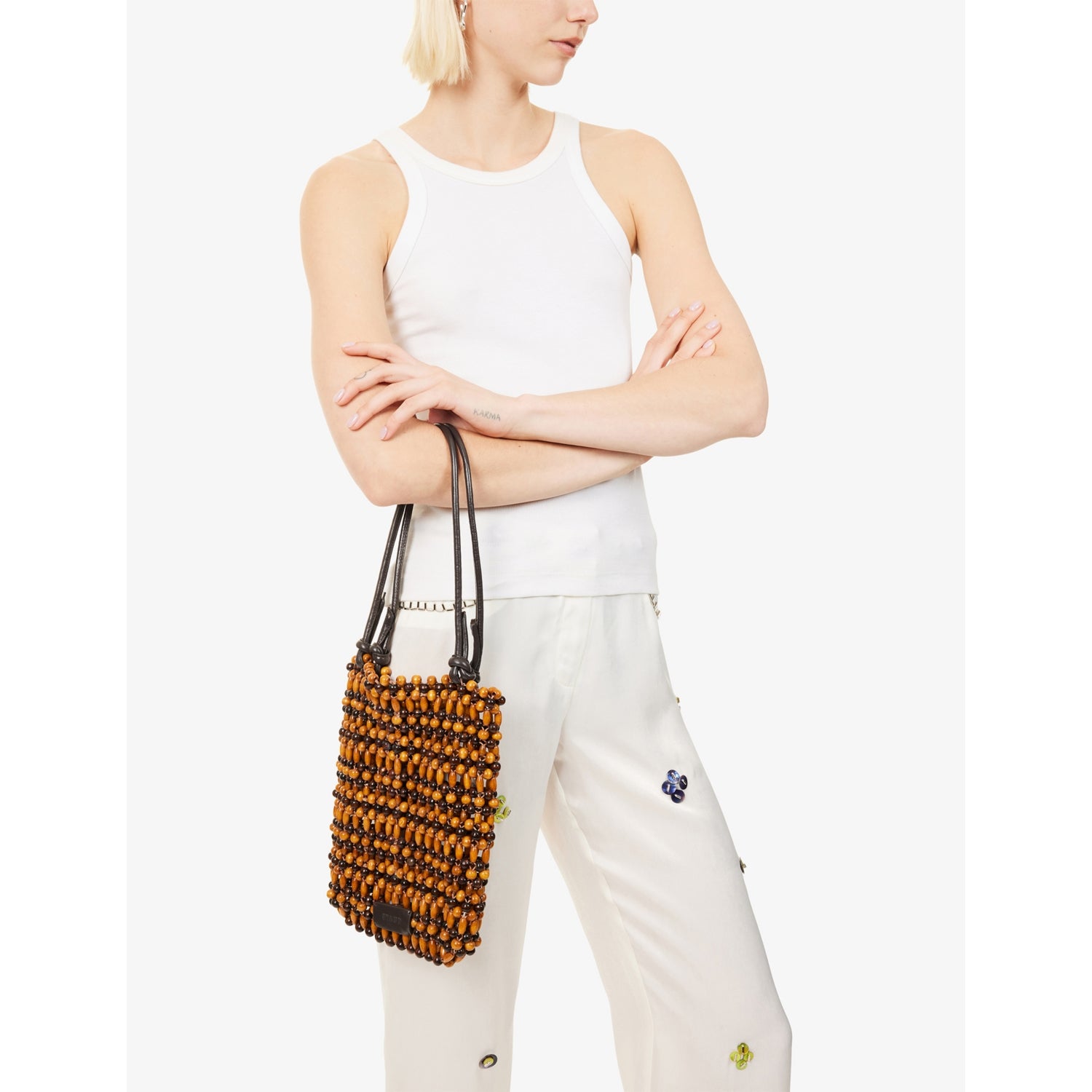 STAUD Drift wooden beaded mini shoulder bag, UK version