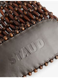 STAUD Coronado beaded shoulder bag with leather trims, imported from the UK