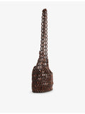 STAUD Coronado beaded shoulder bag with leather trims, imported from the UK