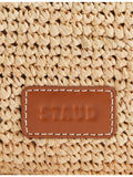 STAUD Moon raffia tote bag with leather trim - British product