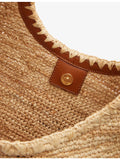 STAUD Moon raffia tote bag with leather trim - British product