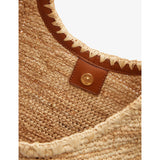 STAUD Moon raffia tote bag with leather trim - British product