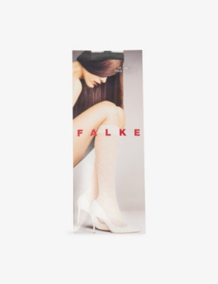 FALKE knee-high stretch-woven socks with floral pattern, imported from the UK