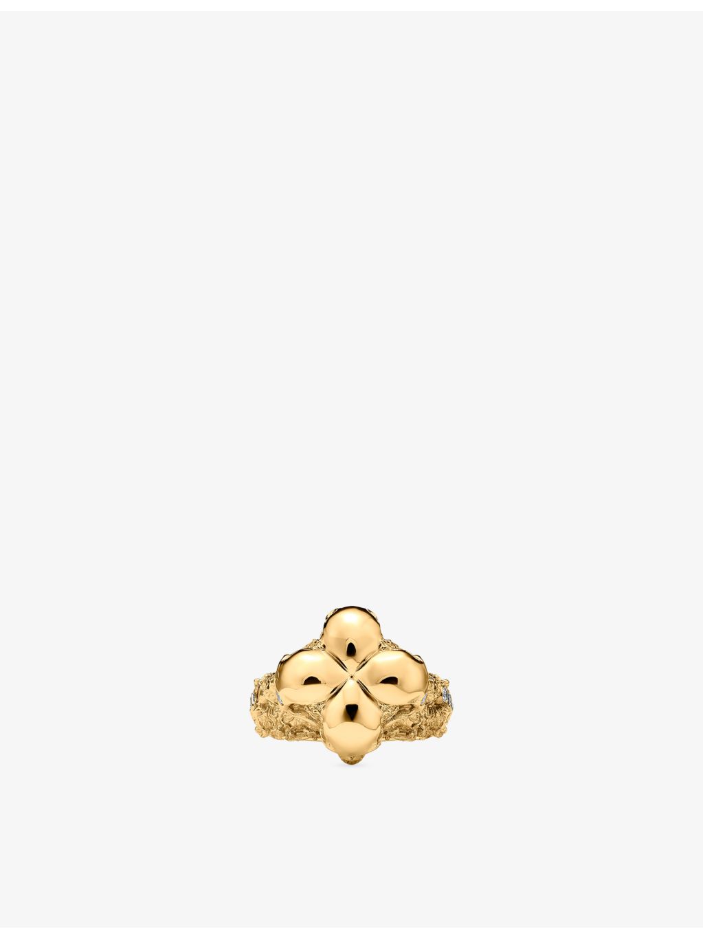 Alex Moss 14ct yellow gold diamond skull ring (British brand)
