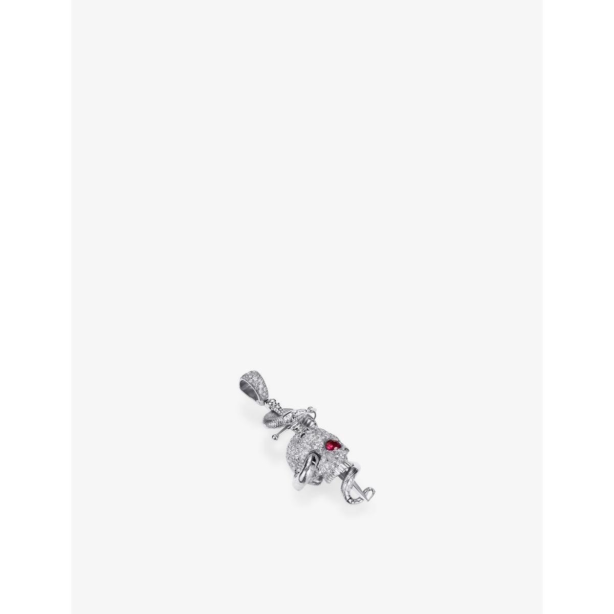 Alex Moss 14ct white gold Burmese red ruby diamond pendant, UK version