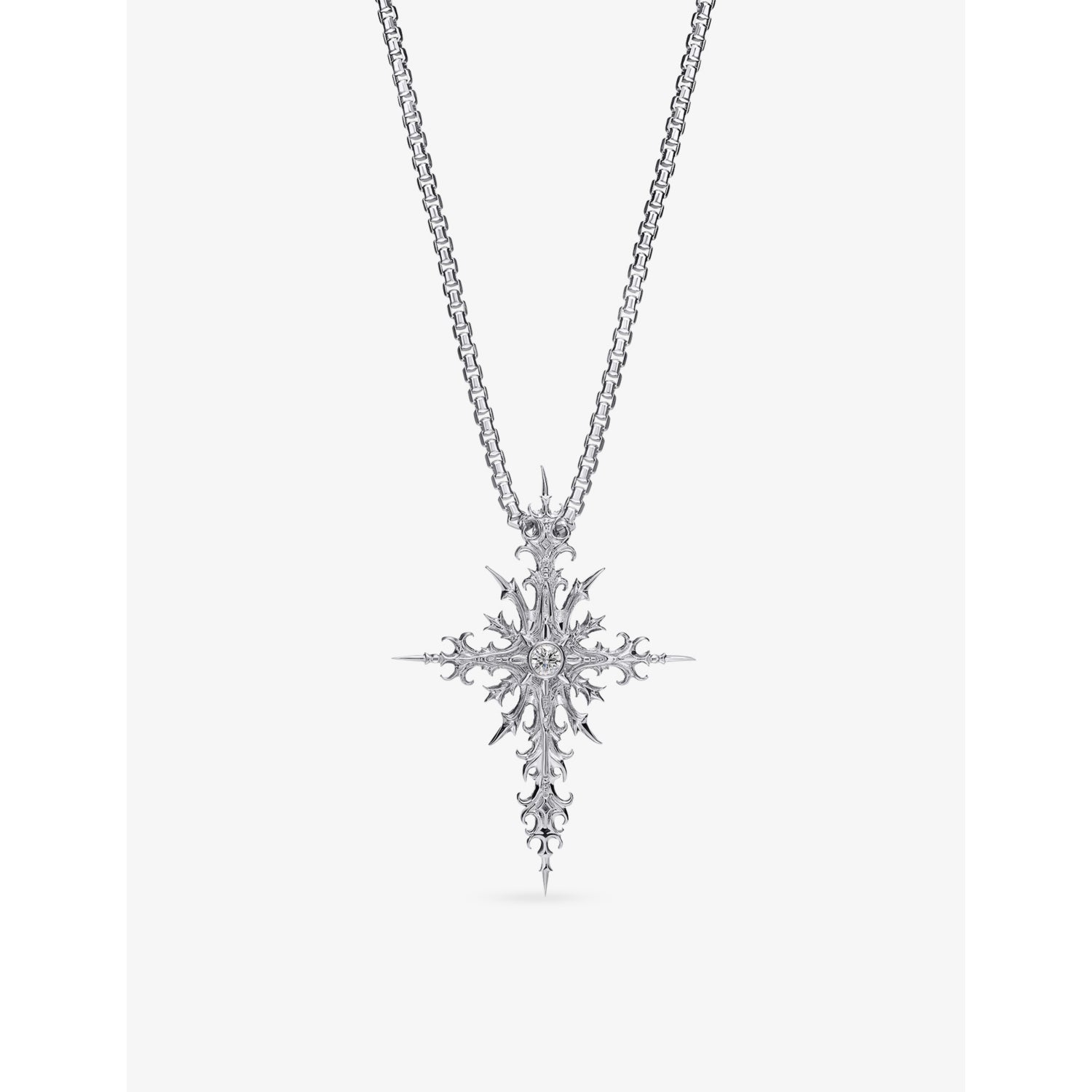 Alex Moss 14ct gold cross pendant with 0.16ct diamonds, UK version