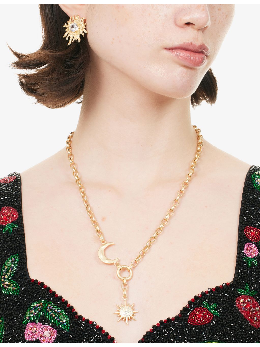 Soluma cosmic metal necklace with cubic zirconia and 50cm chain, UK version