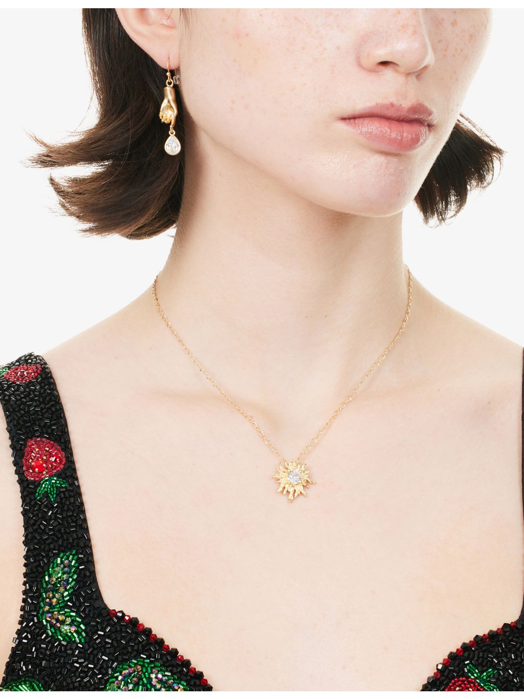 Oceanus sunburst charm metal necklace with adjustable chain (British brand)