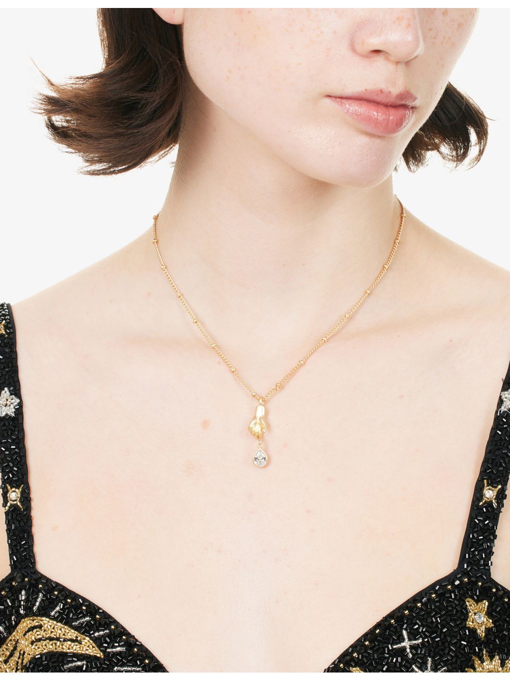 Paloma metal pendant necklace cubic zirconia (British brand)