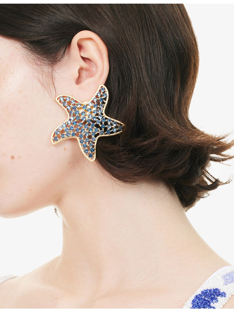 Madison clip-on earrings with star motif and cubic zirconia, 5.7cm (British brand)