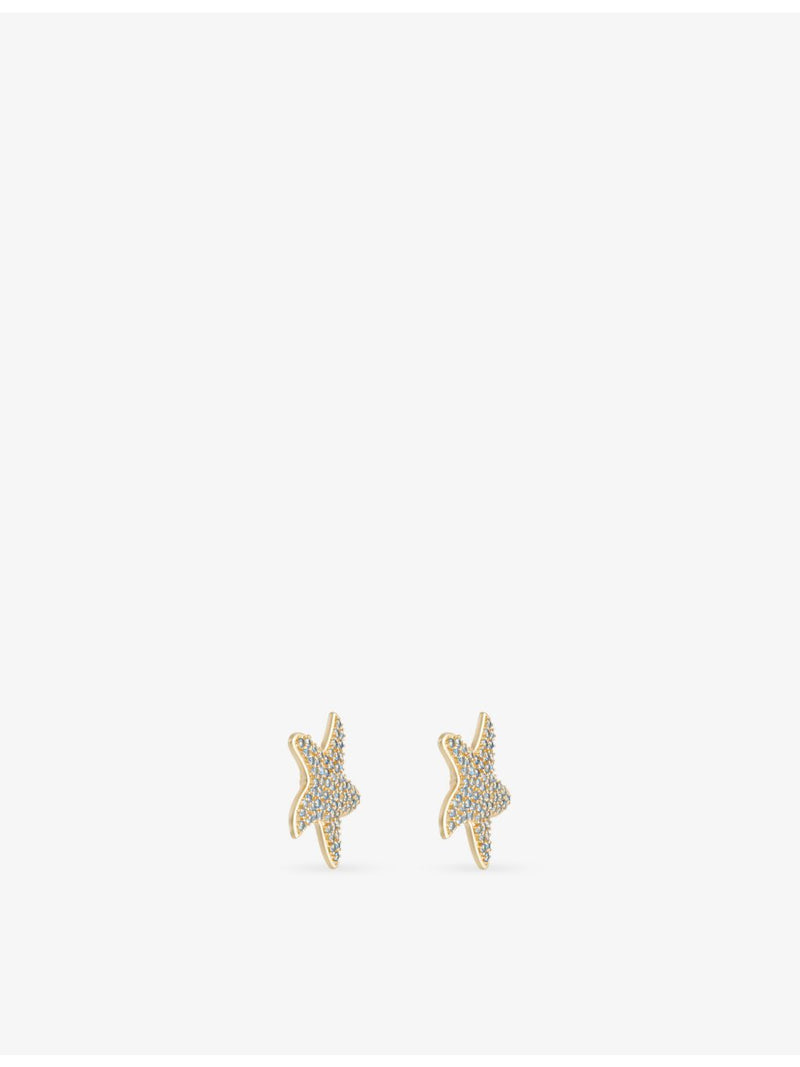 Madison clip-on earrings with star motif and cubic zirconia, 5.7cm (British brand)