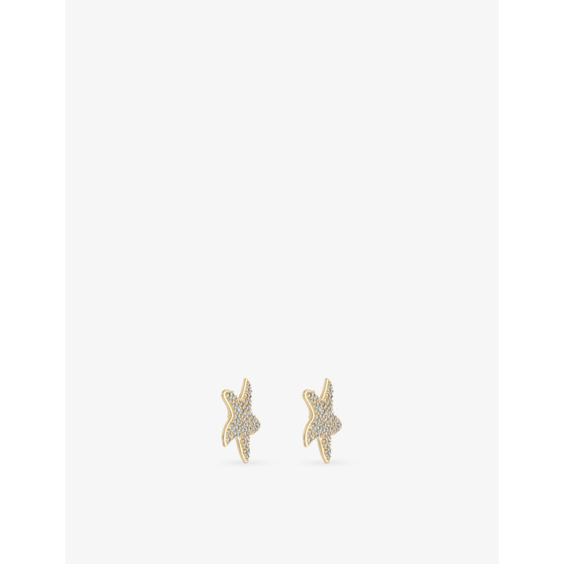 Madison clip-on earrings with star motif and cubic zirconia, 5.7cm (British brand)