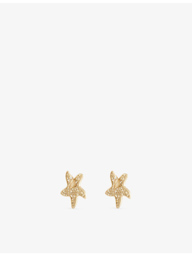 Madison clip-on earrings with star motif and cubic zirconia, 5.7cm (British brand)