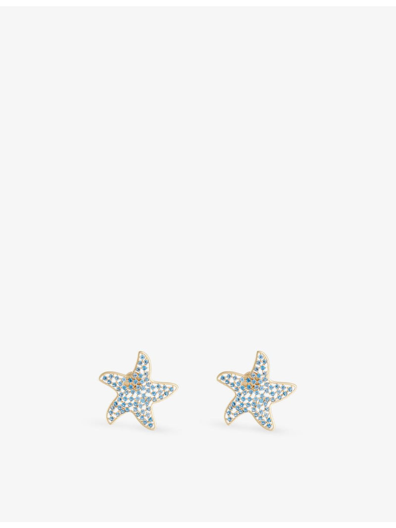Madison clip-on earrings with star motif and cubic zirconia, 5.7cm (British brand)