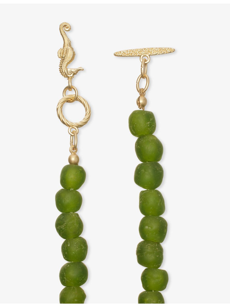 Meretrix beaded charm necklace with green beads and gold-tone starfish (British brand)