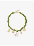 Meretrix beaded charm necklace with green beads and gold-tone starfish (British brand)