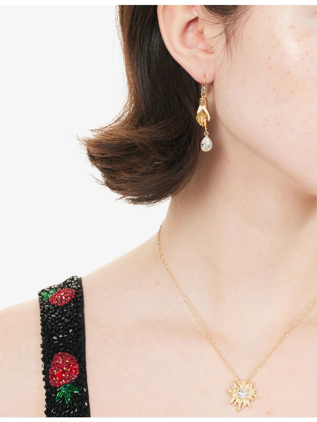 Paloma metal drop earrings with cubic zirconia - British product